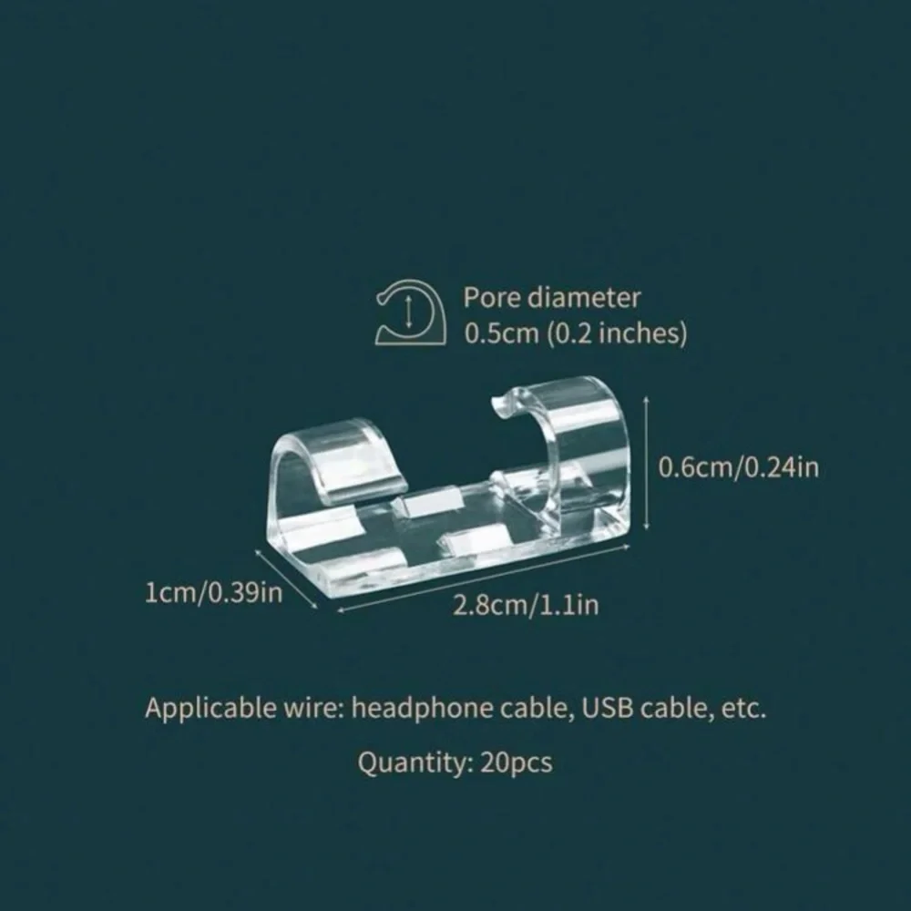 💎FREE💎 4 Pack Clear Adhesive Cable Management Clip Office Organizer Organization